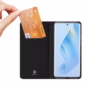 Dux Ducis Skin Pro dėklas Honor Magic5 Flip kortelių piniginė stovas juoda