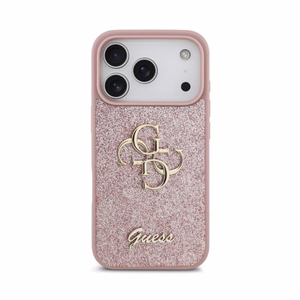 Dėklas Guess PU Fixed Glitter 4G Metal Logo Apple iPhone 18 Pro rožinis