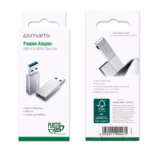 Пассивный адаптер USB-A 3.0 – USB-C, комплект 2 шт.