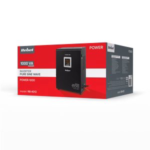 Rebel POWER-1000 wall-mounted emergency power supply, pure sine wave inverter with charging, 12 V / 230 V, 1000 VA / 700 W
