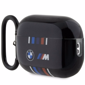 BMW BMAP222SWTK AirPods Pro 2 kartos dėklas juodas/juodas su daugiaspalvėmis linijomis