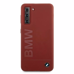 Dėklas telefonui Samsung Galaxy S21+ BMW Silikoninis Signature Logo dėklas raudonas