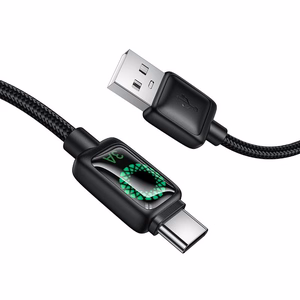 Кабель с LCD USB A на USB C Hoco 3A 1,2 м U146 черный