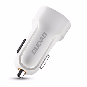 Įkroviklis automobilinis Dudao R7 (2xUSB; 2.4A) + 3in1 laidas lightning+micro+type-C baltas