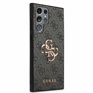Guess GUHCS22L4GMGGR S908 S22 Ultra серый/серый жёсткий чехол 4G Big Metal Logo