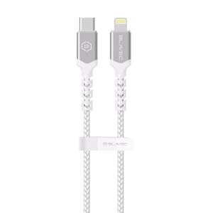 Blavec Kabelis Raptor plecioninis - USB-C į Lightning - PD 20W 2,4A 3 m Apple CarPlay (CRA-CL24WS30) baltas sidabrinis