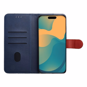 Atverčiamas dėklas Motorola G67 / G77 Split Book, tamsiai mėlynas ir raudonas