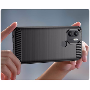 Чехол Carbon Case для Xiaomi Redmi A1+ гибкий силиконовый под карбон чёрный