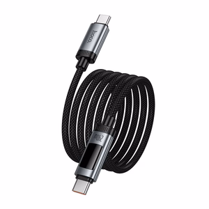 Кабель для передачи данных с цифровым дисплеем USB C to USB C Hoco PD 6A 240W 1,2 m U148 черный
