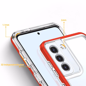 Skaidrus 3in1 dėklas Samsung Galaxy S22 + (S22 Plus) rėmelio gelis raudonas