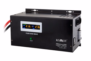 KEMOT PROsinus-2200 wall-mounted backup power supply, pure sine wave inverter with charging function, 12 V/230 V, 2200 VA/1600 W