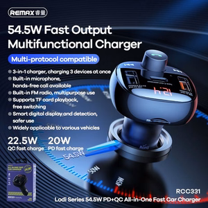 FM modulator Remax RCC331 54.5W 2xUSB-A/1xUSB-C black