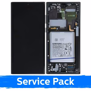 Ekranas skirtas Samsung S908 S22 Ultra su rėmeliu / Phantom Black / (Service Pack) +INCLUDING BATTERY