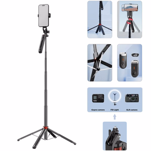 Blavec Selfie lazda Aluminium Fusion P-09 trikojis stovas + nuotolinio valdymo 1,8 metres (SSFP09-TRB18) juoda