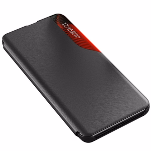 Eco Leather View dėklas telefonui elegantiškas dėklas su atvartu ir stovo funkcija Samsung Galaxy A73 mėlyna