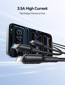 USB Laidas Joyroom S-A61 USB-A į USB-C/Lightning/MicroUSB 3.5A 1.2m juodas