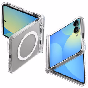 Spigen Ultra Hybrid Pro MagSafe dėklas, skirtas Samsung Galaxy Z Flip8 – skaidrus ir baltas