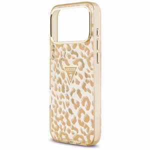 Guess Leopard Glitter Magnetinis dėklas telefonui iPhone 17 Pro Max - ruda