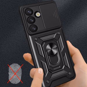 Чехол Hybrid Armor Camshield с подставкой и защитой камеры для Samsung Galaxy M06 5G / F06 5G - чёрный