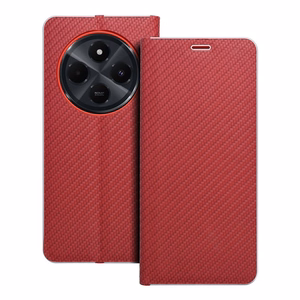 LUNA Book Carbon dėklas telefonui Xiaomi Redmi 14C raudonas