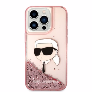 Karl Lagerfeld Glitter Karl's Head dėklas telefonui iPhone 14 Pro Max - rožinis