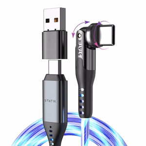 STATIK PowerPivot Pro, светящийся LED кабель, USB-C – USB-C, 2 м, черный