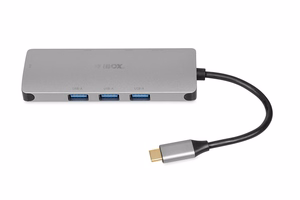 iBox IUH3RJ4K Хаб USB Type-C 5000 Mbit/s серебристый