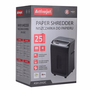 Activejet ASH-2502C dokumentų naikiklis Kryžminis 60 dB 22,8 cm Juoda, Sidabras