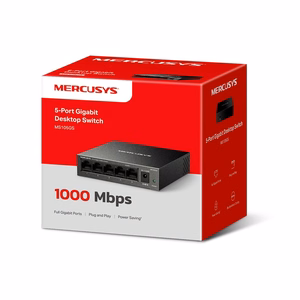Mercusys MS105GS - stalinis komutatorius, 5 Gigabit prievadai, juodas