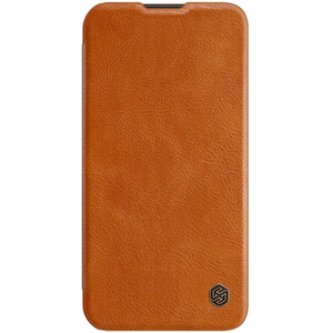 Nillkin Qin Leather Pro Case iPhone 14 Plus с защитой камеры флип-чехол коричневый