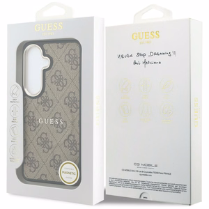 Dėklas Guess PU Leather 4G Gold Frame Magnetic Samsung S942 S26 rudas
