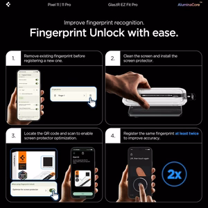 Spigen Glas.tR EZ Fit Pro AC 2-Pack grūdintų apsauginių stiklų komplektas Google Pixel 11 / 11 Pro (2 vnt.)