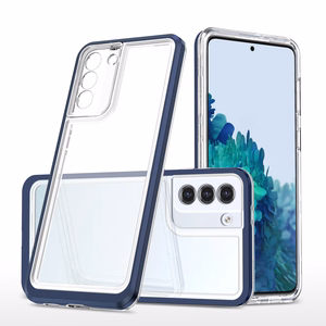 Skaidrus 3in1 dėklas Samsung Galaxy S21 + 5G (S21 Plus 5G) rėmelio gelinis dangtelis mėlynas
