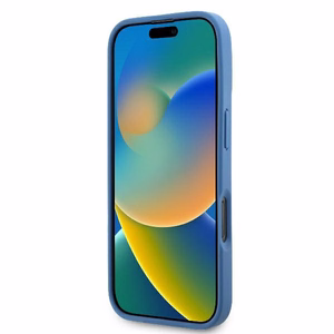 Guess Odinis Metalinis Logotipas Strass Kryžminis dėklas iPhone 16 Pro Max - mėlyna