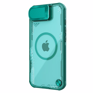 Nillkin Iceblade Prop magnetinis dėklas su kameros dangteliu ir stovu iPhone 16e telefonui - žalias