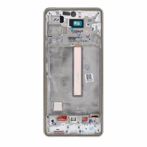 LCD ekranas SAMSUNG A53 A536 HARD OLED su sidabro spalvos rėmu