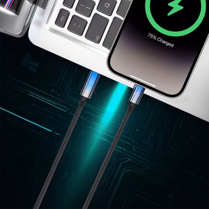 Blavec Velox плетёный Кабель USB-C на USB-C PD 100 Вт 5A LED дисплей 1,2 м Apple CarPlay Android Auto (CVE-CC5B12) чёрный