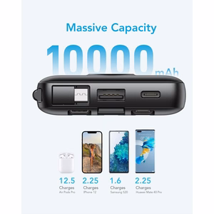 Išorinė baterija POWER BANK VEGER C10 10000mAh (USB,USB-A,Type-C,MicroUSB,lightning) juoda