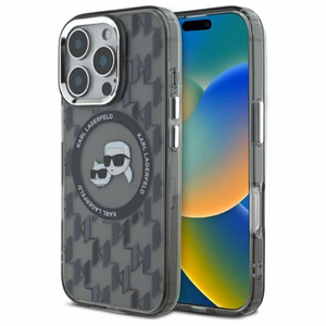 Karl Lagerfeld IML Monograma Karl & Choupette Head Magnetinis dėklas telefonui iPhone 16 Pro - juodas