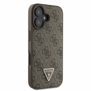 Guess odinis metalinis logotipas su strazais dėklas telefonui iPhone 16 - ruda