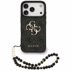 Dėklas Guess PU 4G Metal Logo Strap Apple iPhone 17 Pro juodas