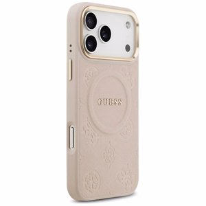 Guess Peony Hot Stamp Magnetinis dėklas telefonui iPhone 17 Pro Max - rožinė