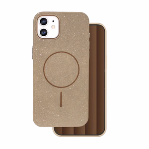 Itin plonas blizgus magnetinis dėklas telefonui iPhone 12 / 12 Pro 6,1" rudas