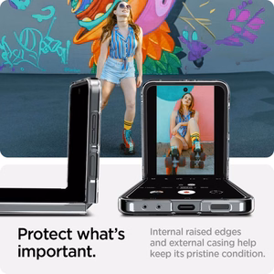 Spigen AirSkin dėklas, skirtas Samsung Galaxy Z Flip6 / Z Flip7 FE, visiškai skaidrus