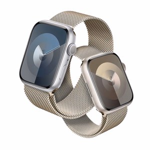 Crong Milano Steel nerūdijančiojo plieno dirželis, skirtas Apple Watch 38 / 40 / 41 mm ir 42 mm (Series 10 / 11), šampano spalvos