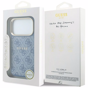 Чехол Guess Embossed 4G Classic MagSafe для iPhone 17 Pro Max / 18 Pro Max, синий