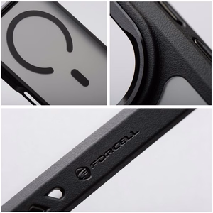 Dėklas iPhone 17 Pro Max / 18 Pro Max (žemas kameros kraštas) Forcell F-Protect Smoke Hybrid Premium suderinamas su MagSafe juodas