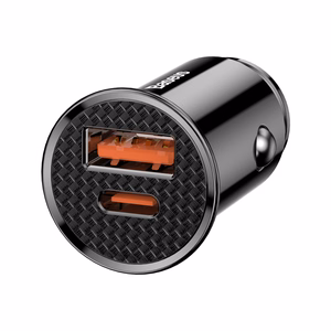 Baseus Circular Plastic QC 3.0 PD automobilinis įkroviklis 1x USB-C - USB jungtis 30W juodas