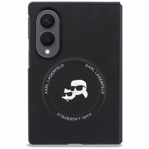 Juodas dėklas „Karl Lagerfeld Karl & Choupette Pins MagSafe“, skirtas „Samsung Galaxy Z Fold8“