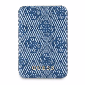 Guess indukcinė 15W GUPB5FP4EMGB 5000mAh išorinė baterija mėlyna/mėlyna 4G odinis metalinis logotipas MagSafe